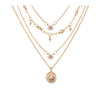 Goldtone Crystal Star Layered Necklace - White