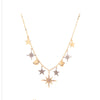 Goldtone Crystal Star Planets Necklace - White