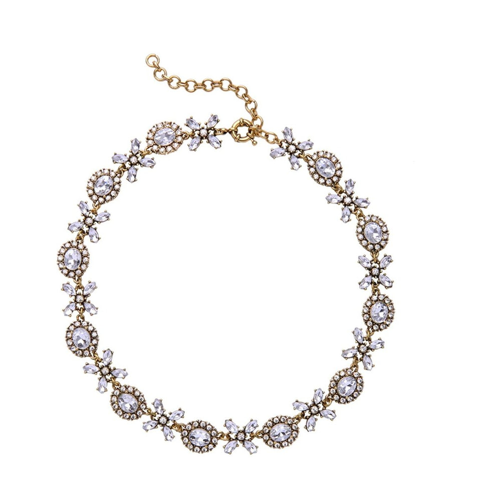 Goldtone Crystal Statement Necklace - White