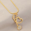 Goldtone Crystal Stethoscope Necklace - White