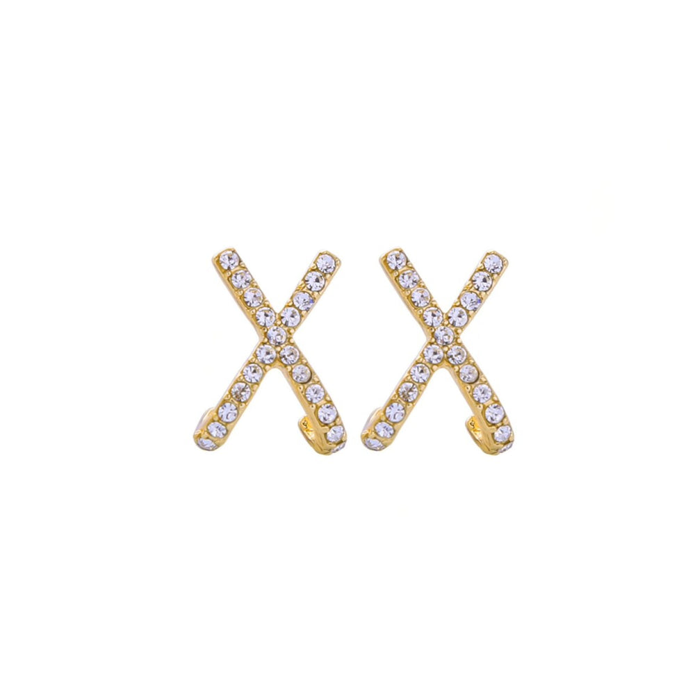 Goldtone Crystal X Stud Earrings