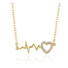 Goldtone Cubic Zirconia Heartbeat Pendant Necklace - White