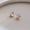 Goldtone Cubic Zirconia Reindeer Asymmetrical Stud Earrings