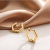 Goldtone Dainty Hexagon Huggie Hoop Earrings