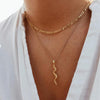 Goldtone Dainty Snake Layered Necklace - White