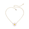 Goldtone Daisy Flower Necklace - White