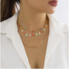 Goldtone Daisy Layered Necklace - White