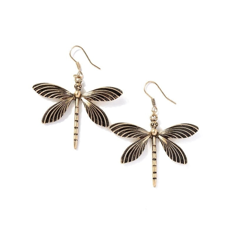 Goldtone Dragonfly Drop Earrings