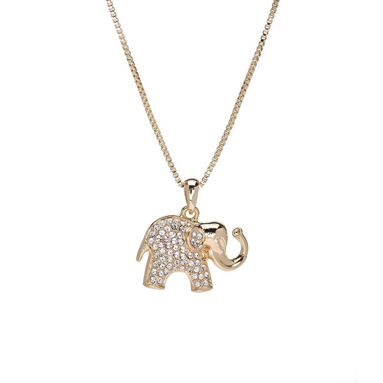 Goldtone Elephant Necklace With Pave Swarovski Crystals