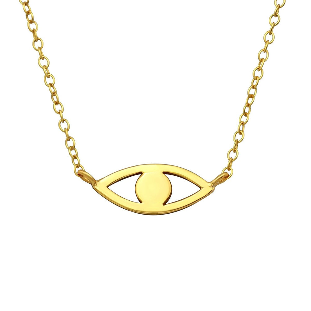 Goldtone Eye Pendant Necklace - White