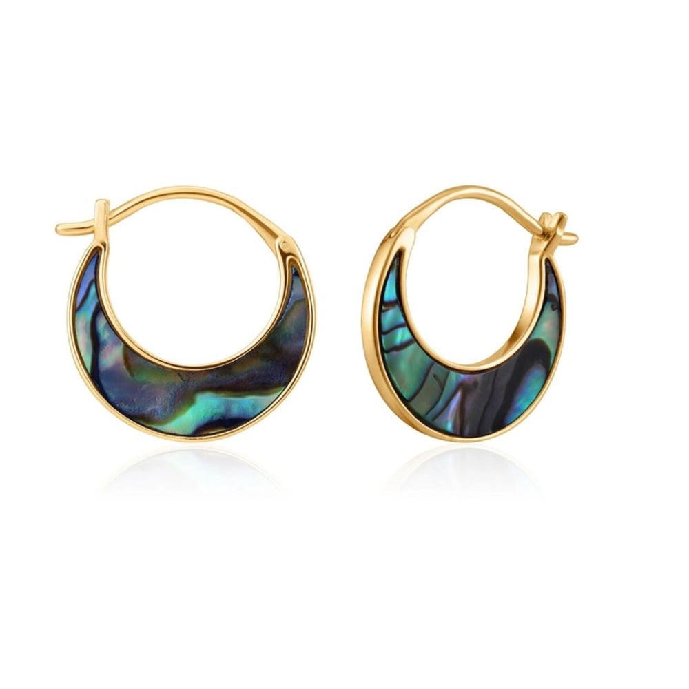 Goldtone Faux Paua Hoop Earrings