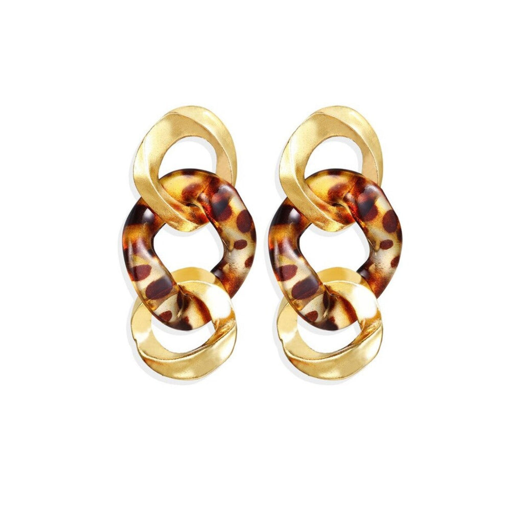 Goldtone Faux Tortoise Shell Chain Link Earrings