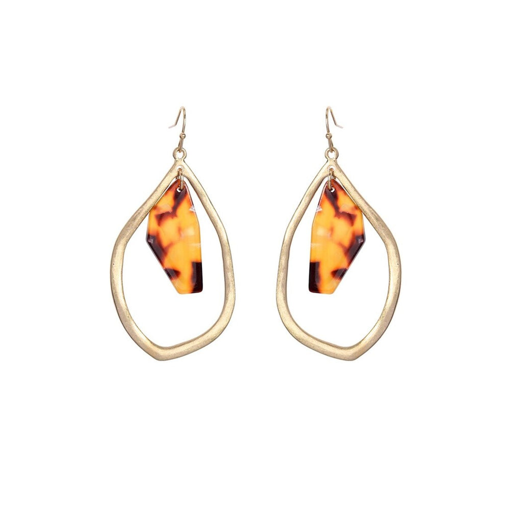 Goldtone Faux Tortoise Shell Organic Earrings