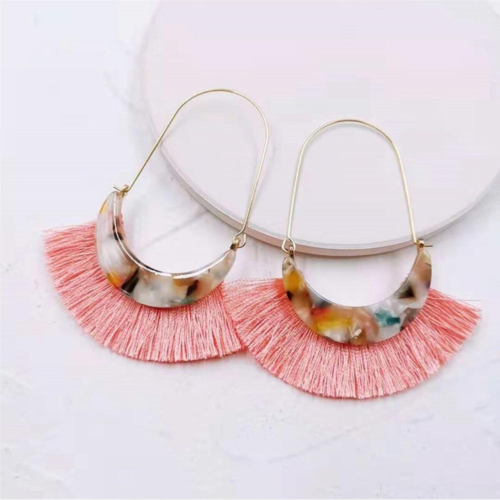 Goldtone Faux Tortoise Shell Tassel Earrings