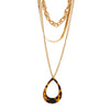 Goldtone Faux Tortoise Shell Teardrop Layered Necklace - White