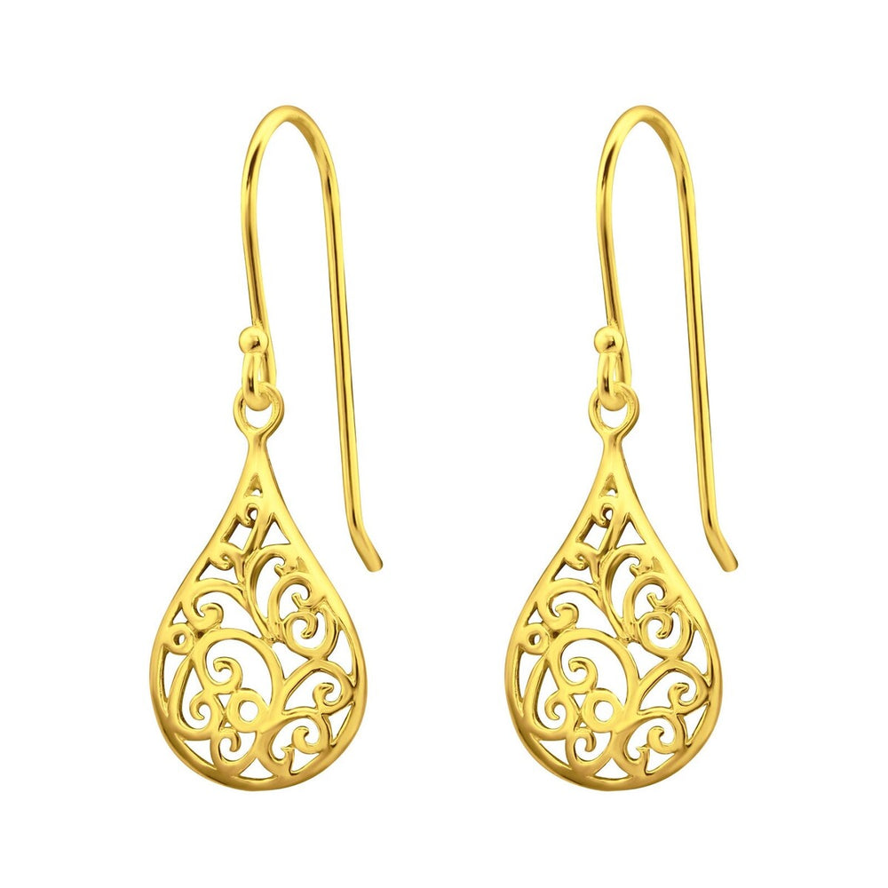 Goldtone Filigree Teardrop Earrings