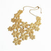 Goldtone Floral Cluster Statement Necklace - White