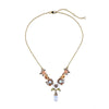 Goldtone Floral Imitation Pearl Necklace - White