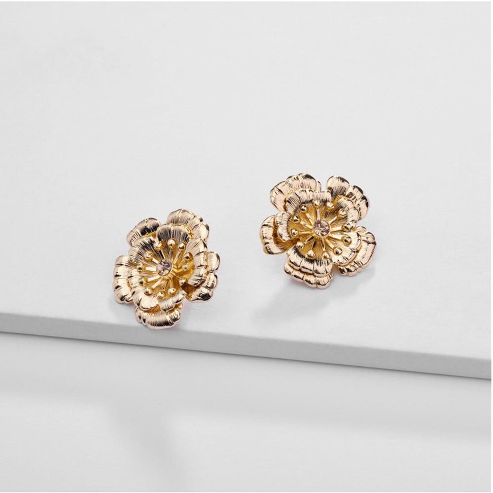 Goldtone Floral Stud Earrings