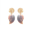 Goldtone Flower Multi Colored Leaf Drop Earrings