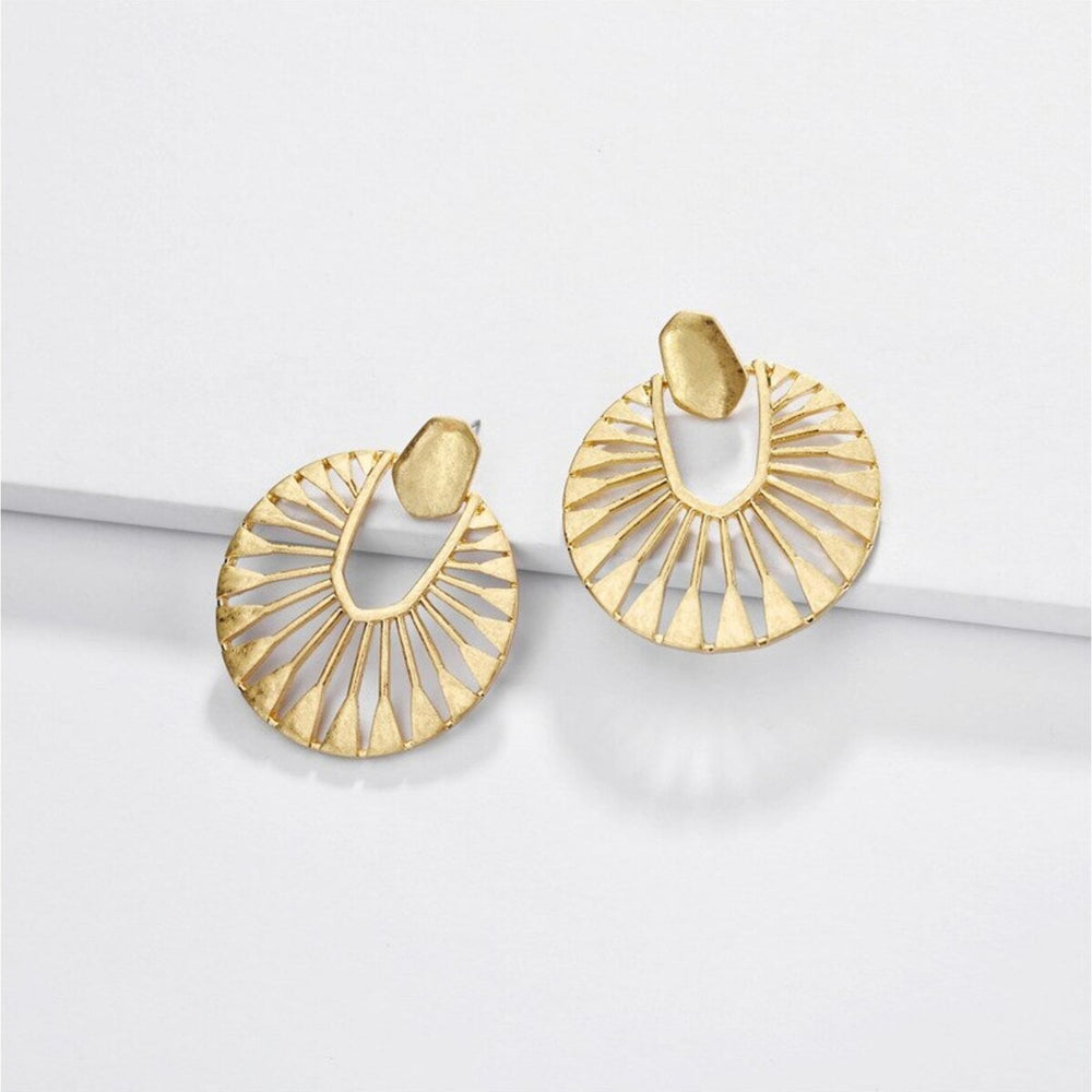 Goldtone Geometric Open Circular Earrings