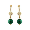 Goldtone Green Ball Drop Earrings