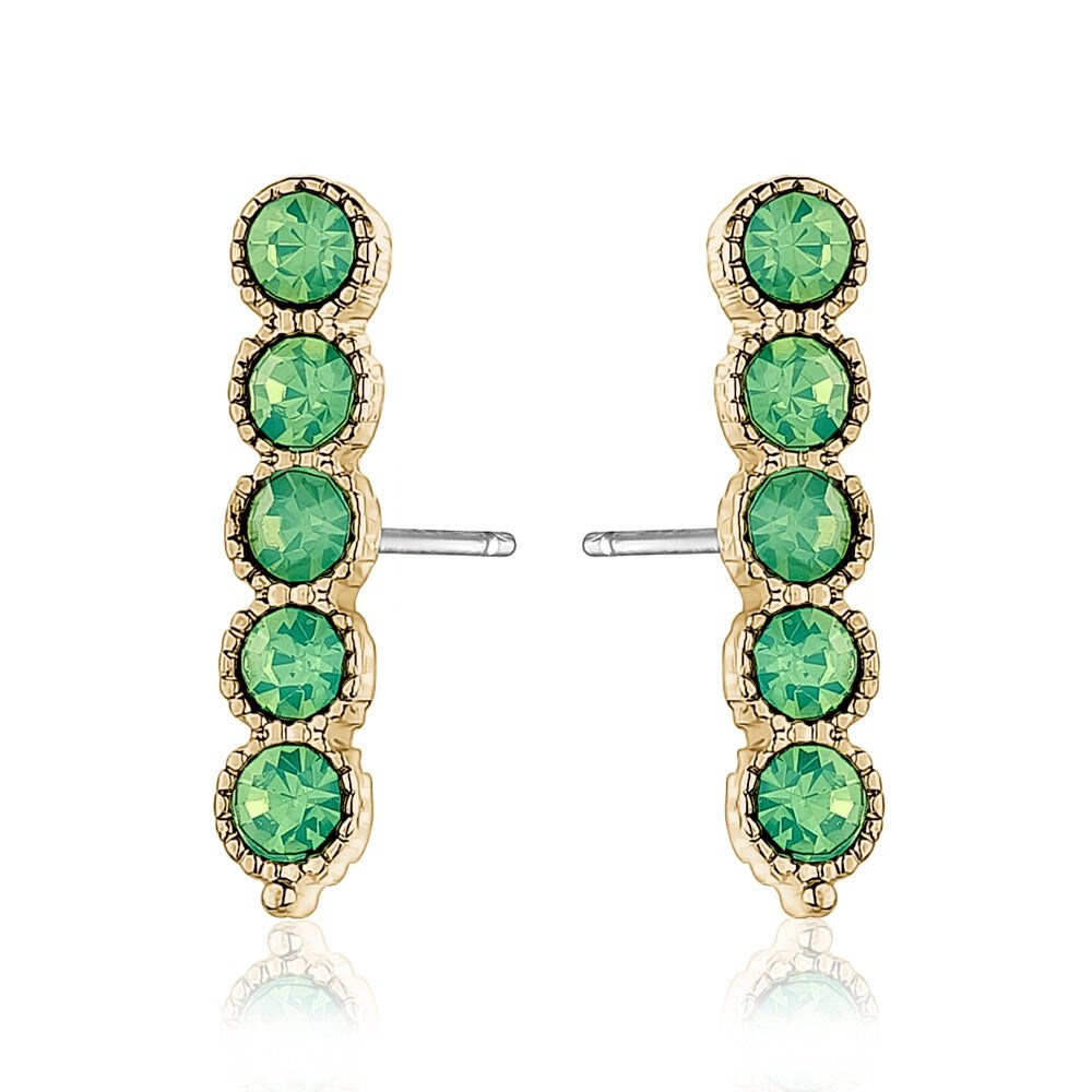 Goldtone Green Circular Stud Earrings