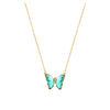 Goldtone Green Crystal Butterfly Necklace - White