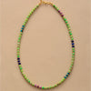 Goldtone Green Jasper & Beaded Choker Necklace - White