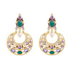 Goldtone Green Purple Crystal Chandelier Drop Earrings