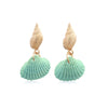 Goldtone Green Shell Drop Earrings