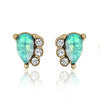 Goldtone Green Teardrop Crystal Stud Earrings