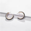 Goldtone Grey Beaded Hoop Earrings