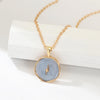 Goldtone Grey Circular Lightning Bolt Pendant Necklace - White