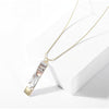 Goldtone Grey Marbled Rectangular Pendant Necklace - White