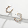 Goldtone Grey Threaded Hoop Earrings