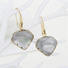 Goldtone Grey Transparent Geometric Earrings