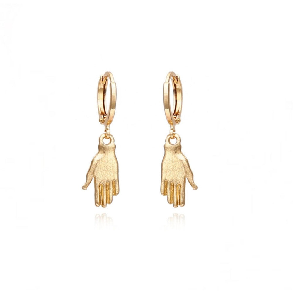 Goldtone Hands Huggie Hoop Earrings