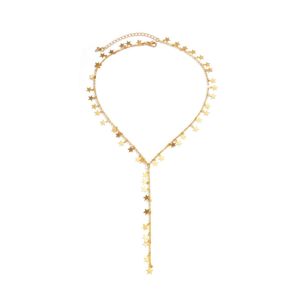 Goldtone Hanging Stars Necklace - White