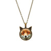 Goldtone Happy Fox Pendant Necklace - White