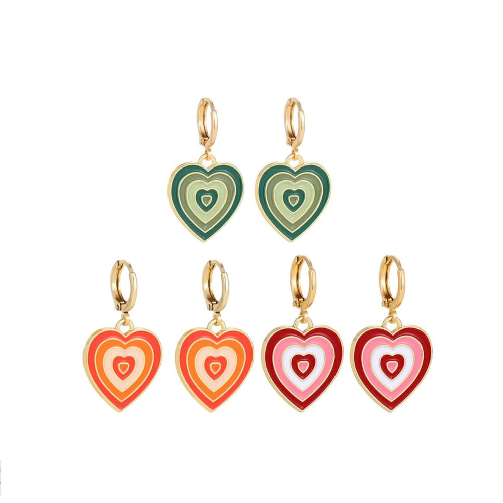 Goldtone Heart Drop Earrings - set of 3