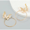 Goldtone Hoop Earrings With Butterflies