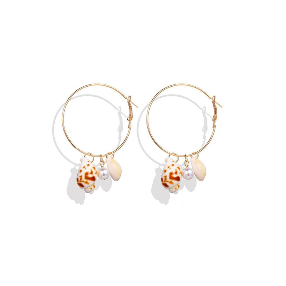 Goldtone Hoop Earrings With Shells