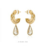 Goldtone Hoop Earrings With Teardrop Crystal