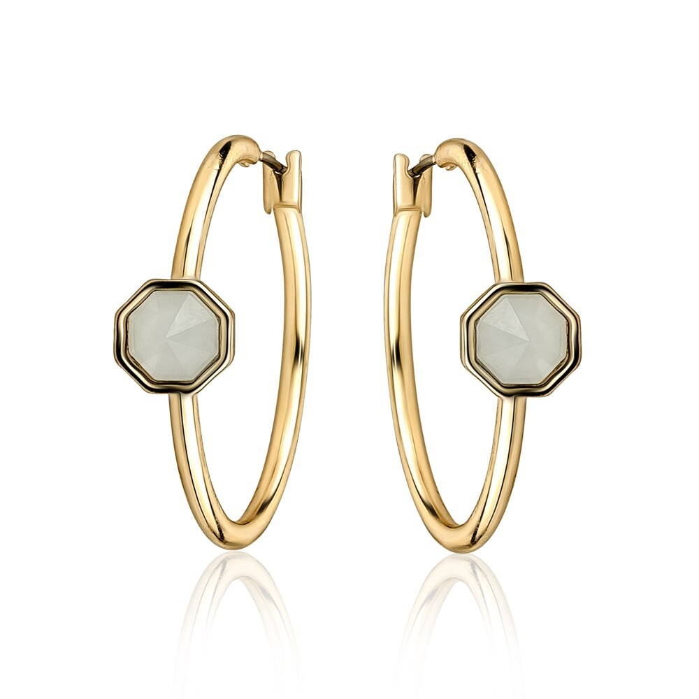 Goldtone Hoops With Hexagon Charm