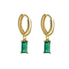 Goldtone Huggie Earrings With Emerald Baguette Crystal