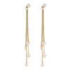 Goldtone Imitation Pearl Chain Drop Earrings