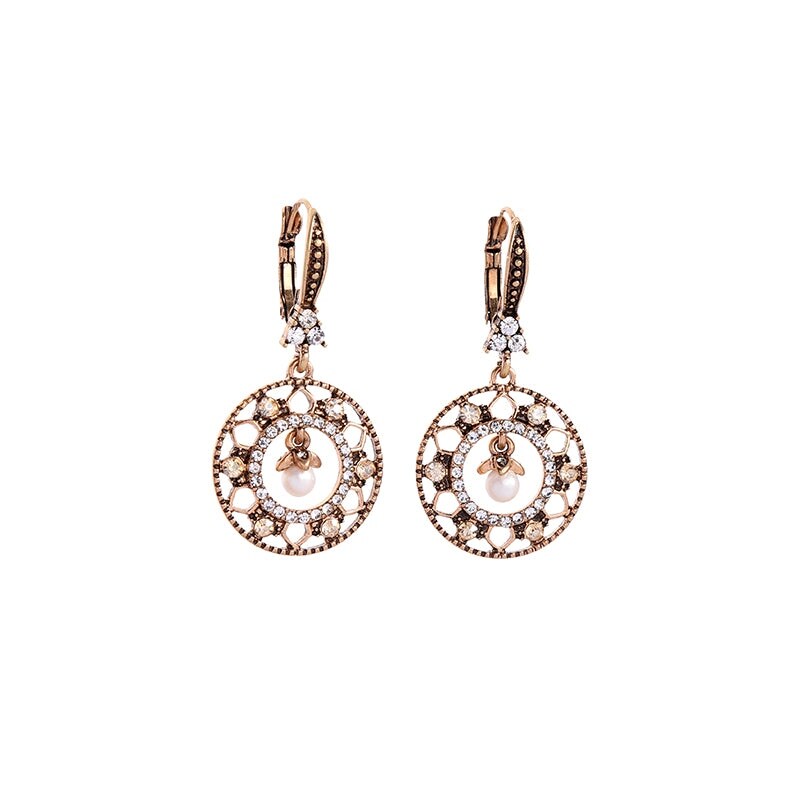 Goldtone Imitation Pearl Circular Drop Earrings