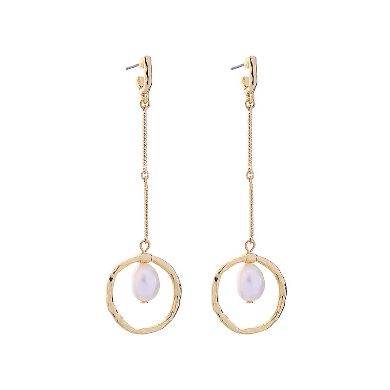 Goldtone Imitation Pearl Drop Earrings