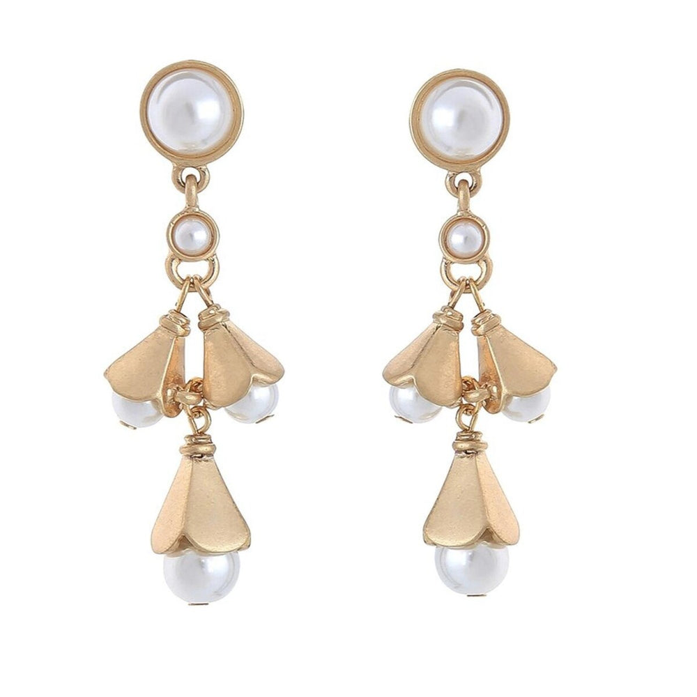 Goldtone Imitation Pearl Drop Earrings